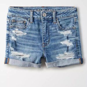 ae high waisted denim shorts